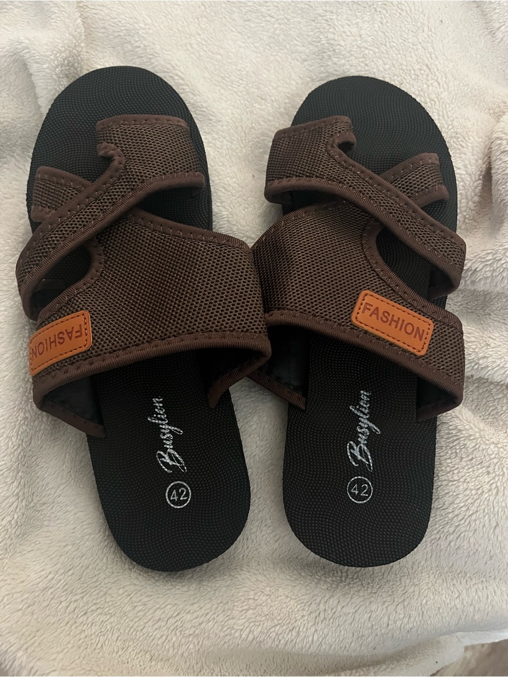 Brown Men's Casual Slide Sandals - Fashion